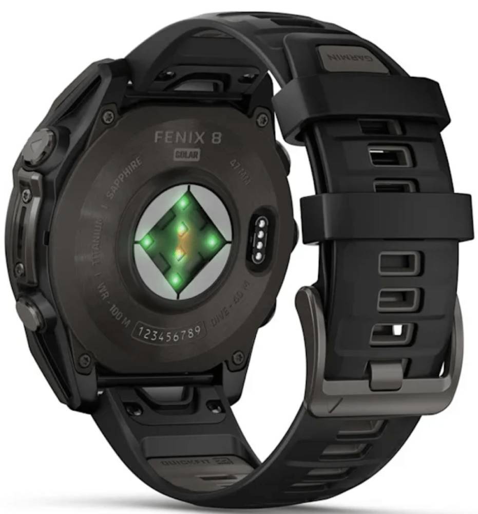 Garmin Fenix 8 Solar Sapphire DLC 47мм Серые с черным ремешком