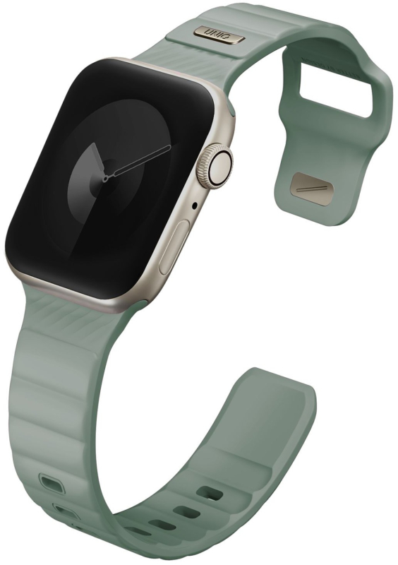 Ремешок Uniq Stride Rubber для Apple Watch 38/41 мм, силикон, серо-зеленый