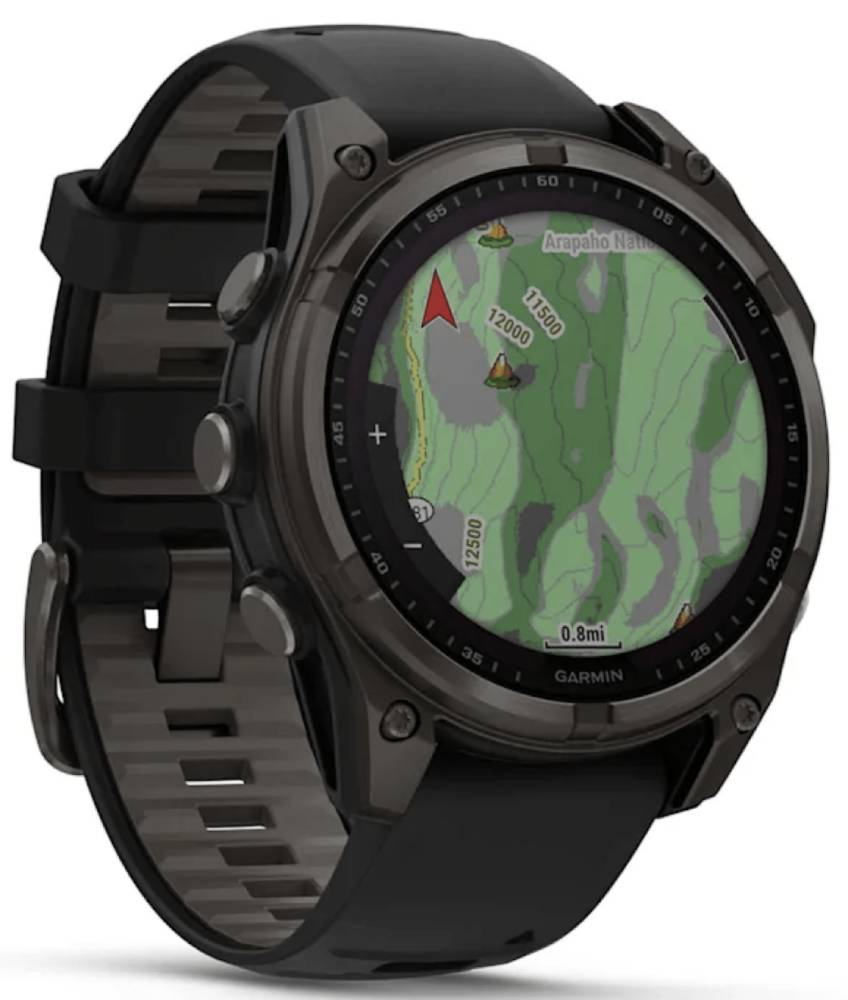 Garmin Fenix 8 Solar Sapphire DLC 47мм Серые с черным ремешком