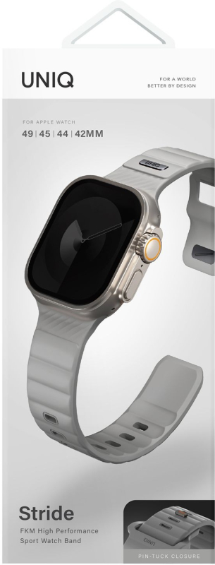 Ремешок Uniq Stride Rubber для Apple Watch 42/49 мм, силикон, серый