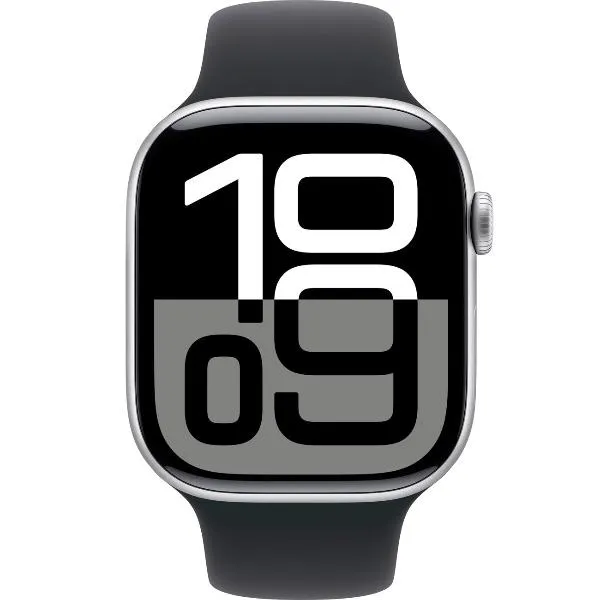Смарт-часы Apple Watch Series 10 46mm Silver Aluminum Case with Black Sport Band, размер M/L
