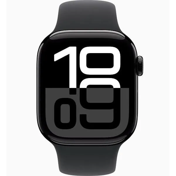 Смарт-часы Apple Watch Series 10 42mm Jet Black Aluminium Case with Black Sport Band, размер Regular